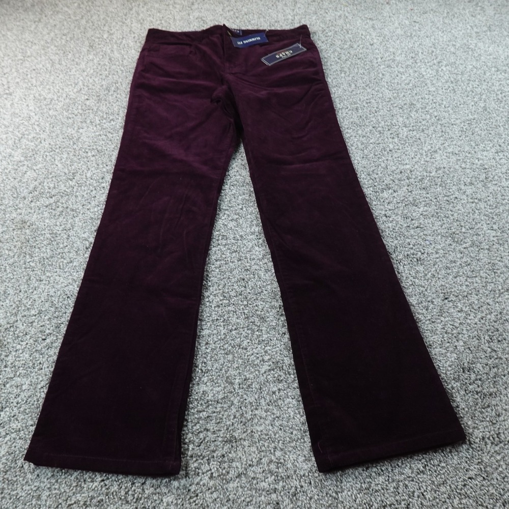 NEW Chaps Pants Womens 12 Purple Corduroy Five Pocket Chino Boot Flare Stretch - Picture 2 of 11